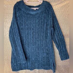 Cozy Blue Cable Knit Sweater
